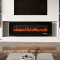 Garden Sanctuary 60 Inch 1800W Black Wall Mounted Electric Fireplace With Touch Screen, Black