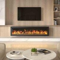 Garden Sanctuary 60 Inch 1800W Black Freestanding Modern Electric Fireplace With Remote Control, Black