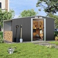 Garden Sanctuary 11 X 7Fts Waterproof Metal Garden Storage Shed With Log Storage