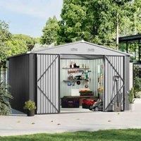 Garden Sanctuary 10.5 X 9Fts Metal Storage Shed With 4 Vents, Grey