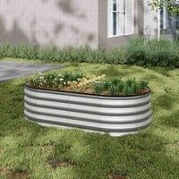 Garden Sanctuary Galvanized Steel Oval Raised Garden Bed, Silver