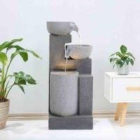 Garden Sanctuary Rockery Water Fountain With Solar Panels, Grey