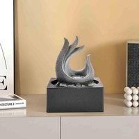 Garden Sanctuary Resin Tabletop Water Fountain With Built-in Led Light, Grey