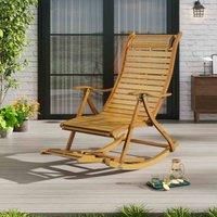Garden Sanctuary Adjustable Bamboo Foldable Recliner Lounge Chair With Footrest, Brown