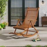Garden Sanctuary Adjustable Bamboo Foldable Recliner Lounge Chair With Footrest, Brown