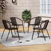 Garden Sanctuary 4 Pcs Black Pe Rattan Stacking Chairs, Black