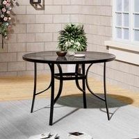 Garden Sanctuary Outdoor Round 105Cm Dia Tempered Glass Table With Parasol Hole, Black