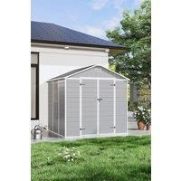 8x6ft Outdoor Apex Roof Plastic Storage Tool Shed with Dual-door