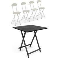 5pcs Folding Table and 4 Chairs Set Indoor Outdoor Bistro Kitchen Dining Set Furniture
