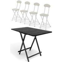 5pcs Folding Dining Table and 4 Dining Chairs Set Bistro Kitchen Dining Set Furniture