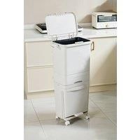 49L 3-Tier Removable Dustbin Dry Wet Separation Trash Bin with Detachable Inner Bucket