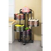 6-Tier Rotating Storage Rack Detachable Trolley Cart with Wheels