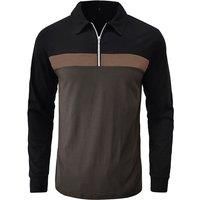 Casual Quarter Zip Turn Down Collar Long Sleeve Polo Shirt