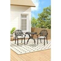 3Pcs Outdoor Cast Aluminum Dining Table Set