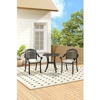 2-Seater Cast Aluminum Outdoor Square Dining Table Set