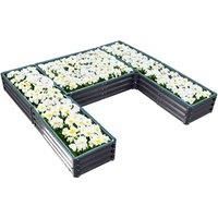 U-shaped Outdoor Raised Garden Bed with 5 Compartments