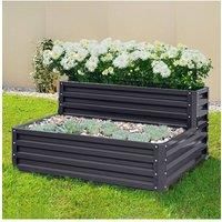 Outdoor Double-Layer Rectangular Metal Raised Garden Bed