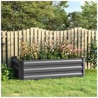 2Pcs Galvanized Steel Rectangular Raised Garden Bed Planter Box