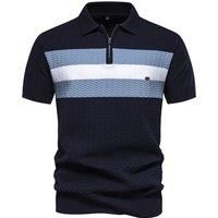 Casual Quarter Zip Turn Down Collar Short Sleeve Polo Shirts