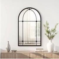 Modern Arched Wall-mounted Metal Frame Windowpane Mirror