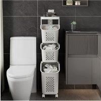 3-Tier Storage Rack Laundry Baskets with Casters