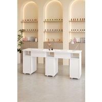 Mobile Double Manicure Table with Built-in Dust Collectors and Drawers