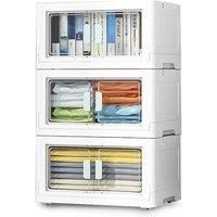 3Pcs Collapsible Stackable Storage Boxes with Upper Lid