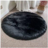 90cm Dark Grey Round Plush Area Rug for Bay Window, Sofa & Floor Decor
