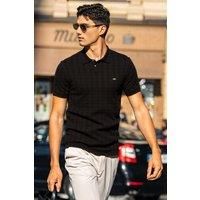 Men's Casual Striped Short Sleeve T-Shirt in Black | Size: Medium