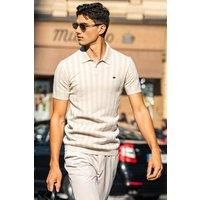 Men's Casual Striped Short Sleeve T-Shirt in Light Beige | Size: 2XL