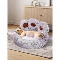 Living And Home Creative And Cute Bear Paw Shape Soft Plush Pet Bed In Grey,50Cm Dia