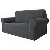 MAXIJIN Super Stretch Couch Cover for 2 Seater Couch, 1-Piece Universal Love Seat Covers Jacquard Spandex Sofa Protector Dogs Pet Friendly Fitted Loveseat Slipcover (2 Seater, Grey)