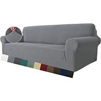 MAXIJIN Super Stretch Couch Cover for 4 Seater Couch, Extra Large Universal Sofa Covers Jacquard Spandex Pet Dog Furniture Protector Fitted Couch Slipcover (4 Seater, Light Grey)