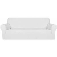 MAXIJIN Thick Velvet Sofa Covers 3 Seater Super Stretch Non Slip Couch Cover for Dogs Cat Pet Friendly 1-Piece Elastic Furniture Protector Plush Sofa Slipcovers (3 Seater, White)