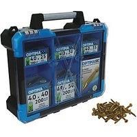 Optimaxx C288-742 Midi Storage Case, Assorted Woodscrews, 1200PC Starter Pack