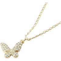 Harfi Women's Small Butterfly Micro Pave Gold Plated Charm Necklace | Size: 18 inches