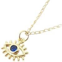Harfi Women's Mini Evil Eye Dark Blue Gold Plated Charm Necklace | Size: 18 inches