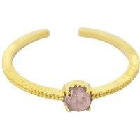 Harfi Women's Rose Quartz One Size Fits All October Birthstone Ring in Gold