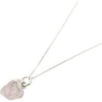 Harfi Women's Raw Rose Quartz October Birthstone Sterling Silver Necklace | Size: 18 inches
