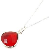 Harfi Women's Garnet January Birthstone Silver Pendant Necklace | Size: 18 inches