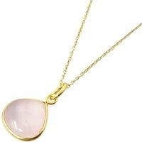 Harfi Women's 18ct Gold Vermeil Plated Rose Quartz Pendant Necklace | Size: 18 inches