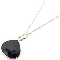 Harfi Women's Silver Black Onyx Gemstone Pendant Necklace | Size: 18 inches