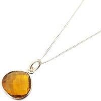 Harfi Women's Sterling Silver Citrine November Birthstone Necklace | Size: 18 inches