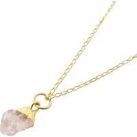 Harfi Women's Raw Rose Quartz October Birthstone Gold Plated Necklace | Size: 18 inches