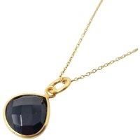 Harfi Women's 18ct Gold Plated Black Onyx Pendant Necklace | Size: 18 inches