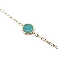 18ct Gold Plated Round Amazonite Bracelet