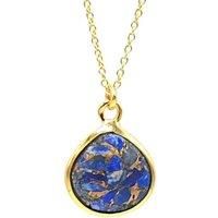 18ct Gold Vermeil Plated Lapis Lazuli Gemstone Crystal Necklace