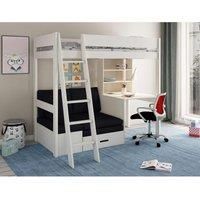 Kids Avenue Estella White - High With Desk Futon black Futon , White