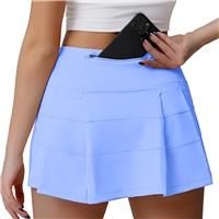 Husnainna High Waisted Pleated Tennis Skirt 018BZQ-Wisteria Purple/a2