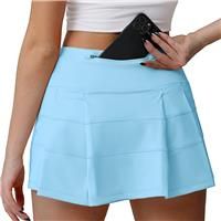 Husnainna High Waisted Pleated Tennis Skirt for 018BZQ-Lt Blue/a2